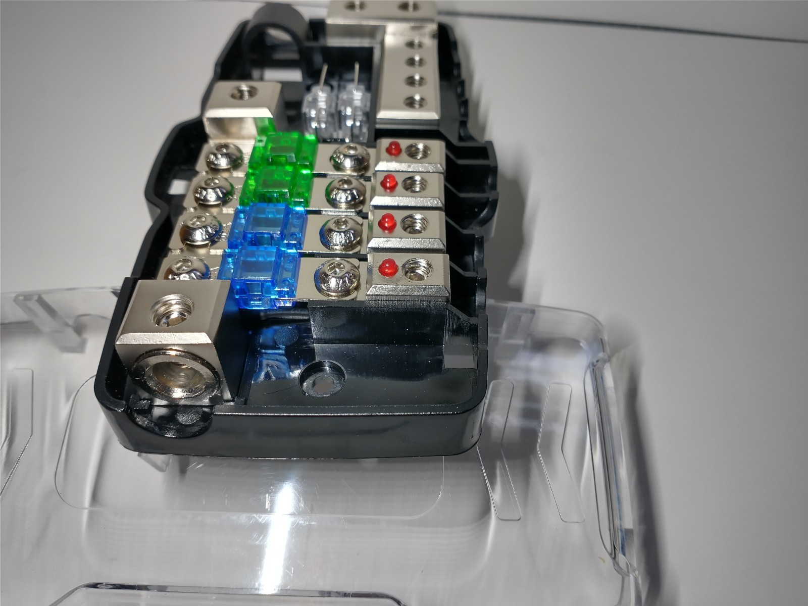 Car Audio 12 Volt 4 Way Power Distribution Block Set, 0/4 Input 4/10 Output New