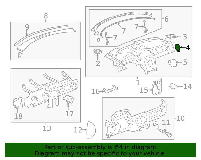 Dark Titanium Driver Side Instrument Panel Outer Air Outlet Bezel (22804147)