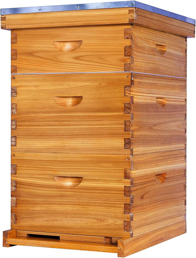 10-Frame Langstroth Bee Hive Complete Bee Hive Kit Beeswax Coated Include Beehiv