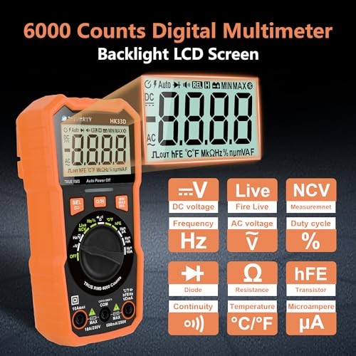 Digital Multimeter Voltmeter Tester with NCV, LCD for AC/DC 6000 Counts