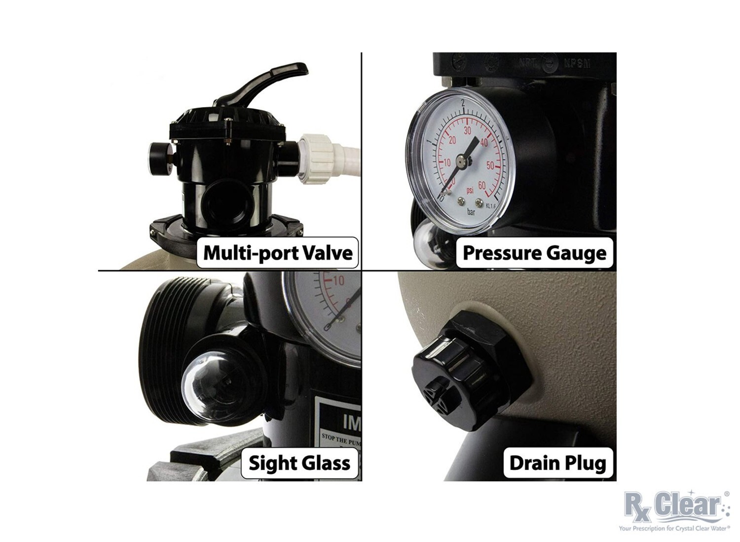 Rx Clear 22" Inch Above Ground Swimming Pool Sand Filter System w/ 1.5 HP Pump