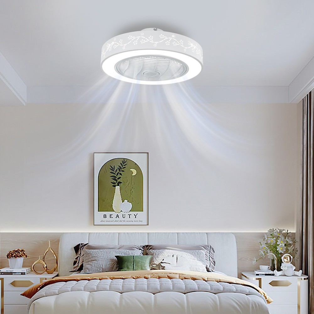 22" Ultra-thin LED Ceiling Fan Light Remote Control Flush Mount Ceiling Fan Lamp