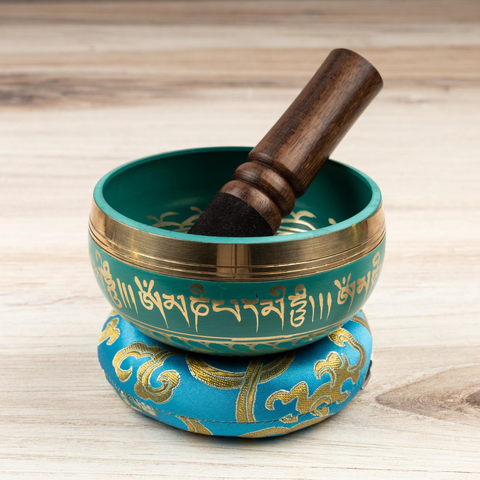 Tibetan Singing Bowl Turquoise Set, Made in Nepal, Sound Bowl, Chakra Healing