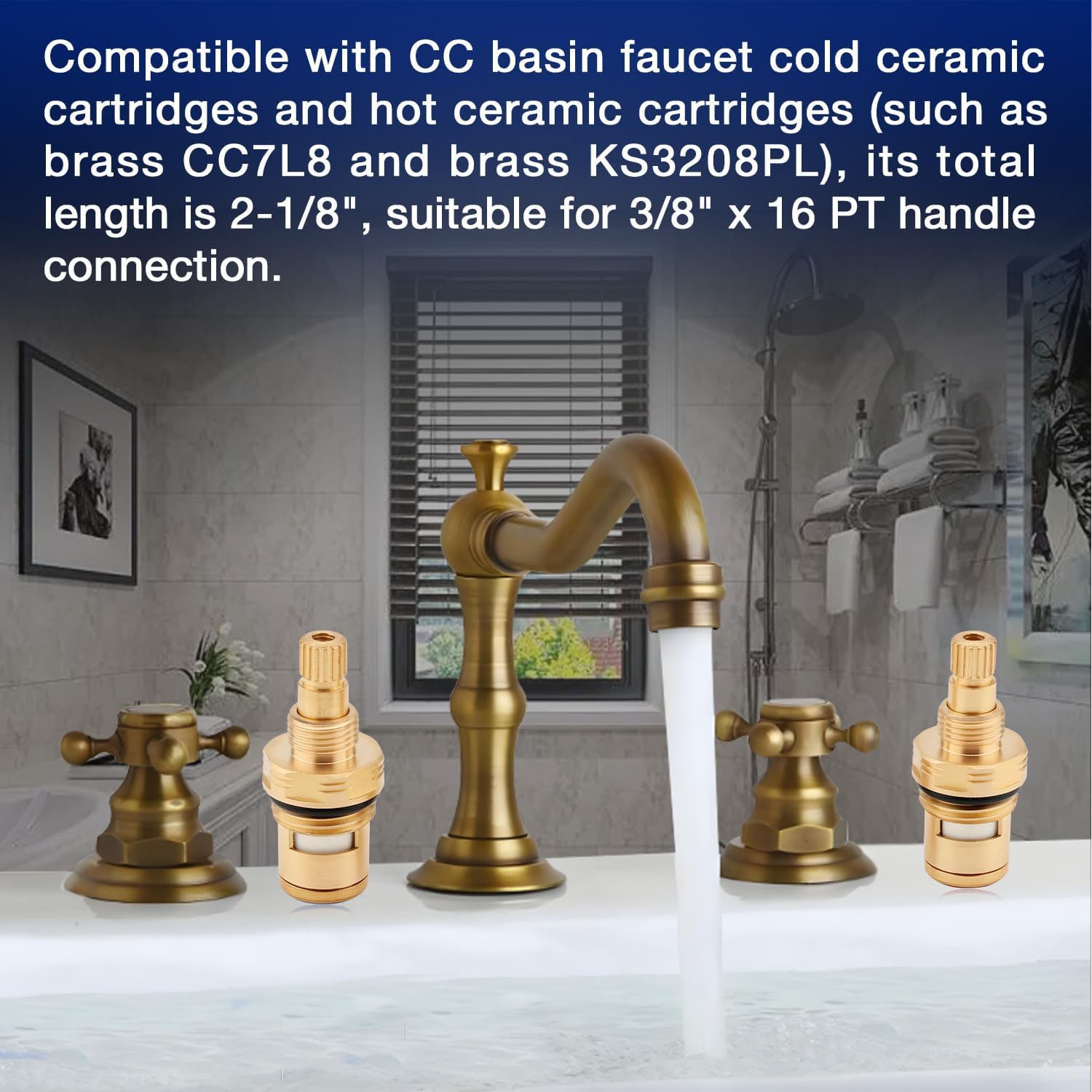 Brass Ceramic Valve Cartridge Set For CC Basin Faucet Cold Hot Ceramic Cartridge