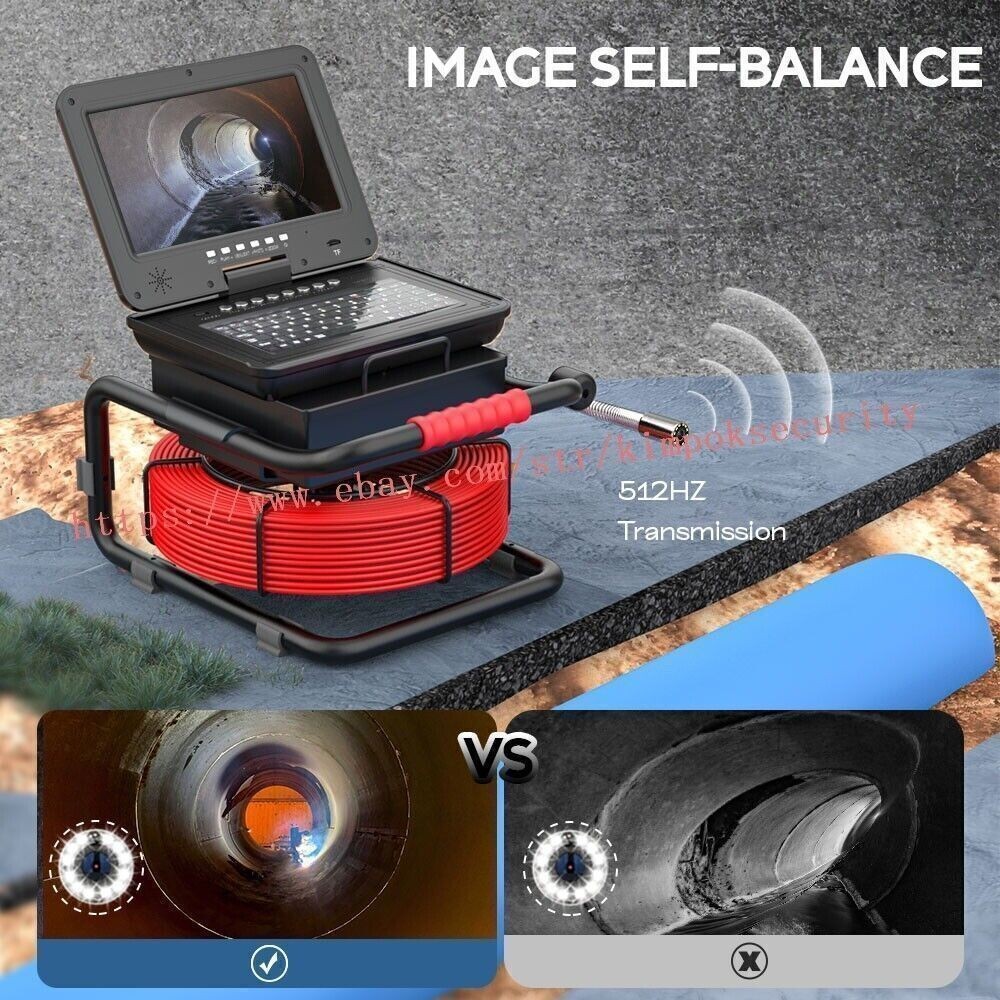 Sewer Pipe Inspection Camera Self-Leveling 512HZ Locator Borescope Camera DVR