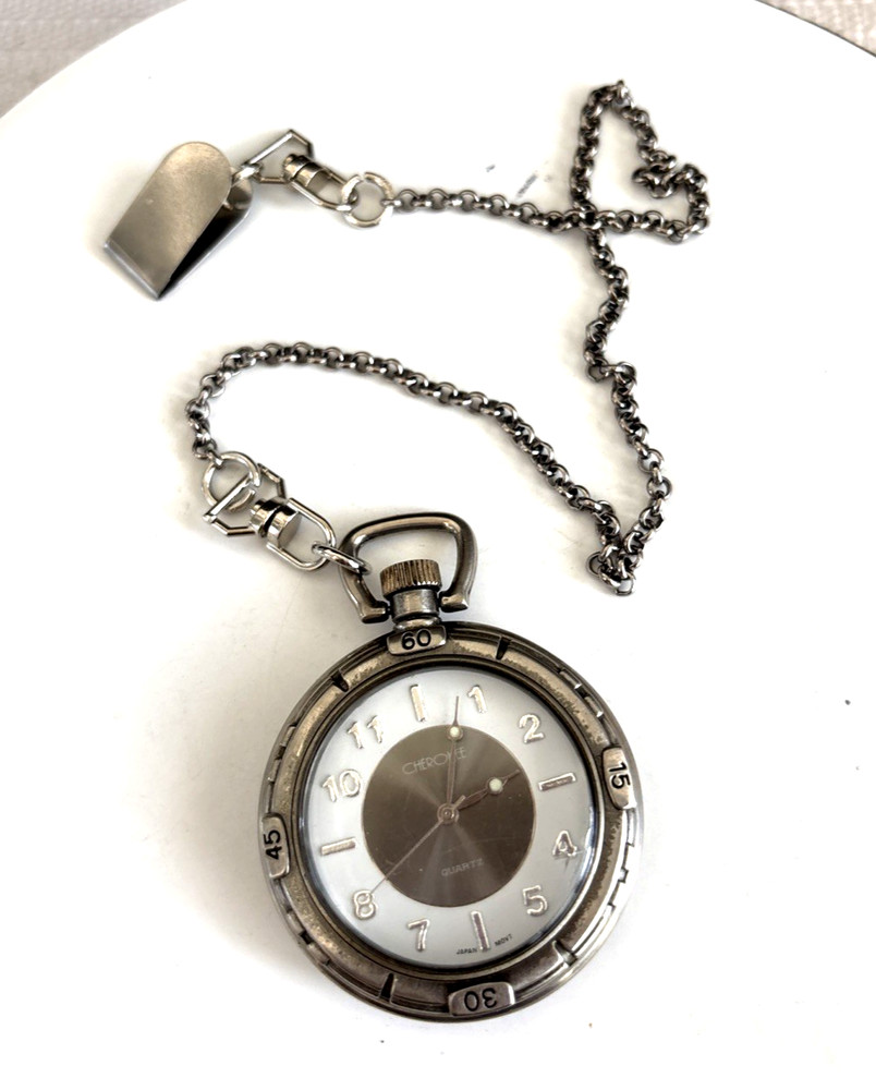 Men's Silvertone Pocket Watch With Chain