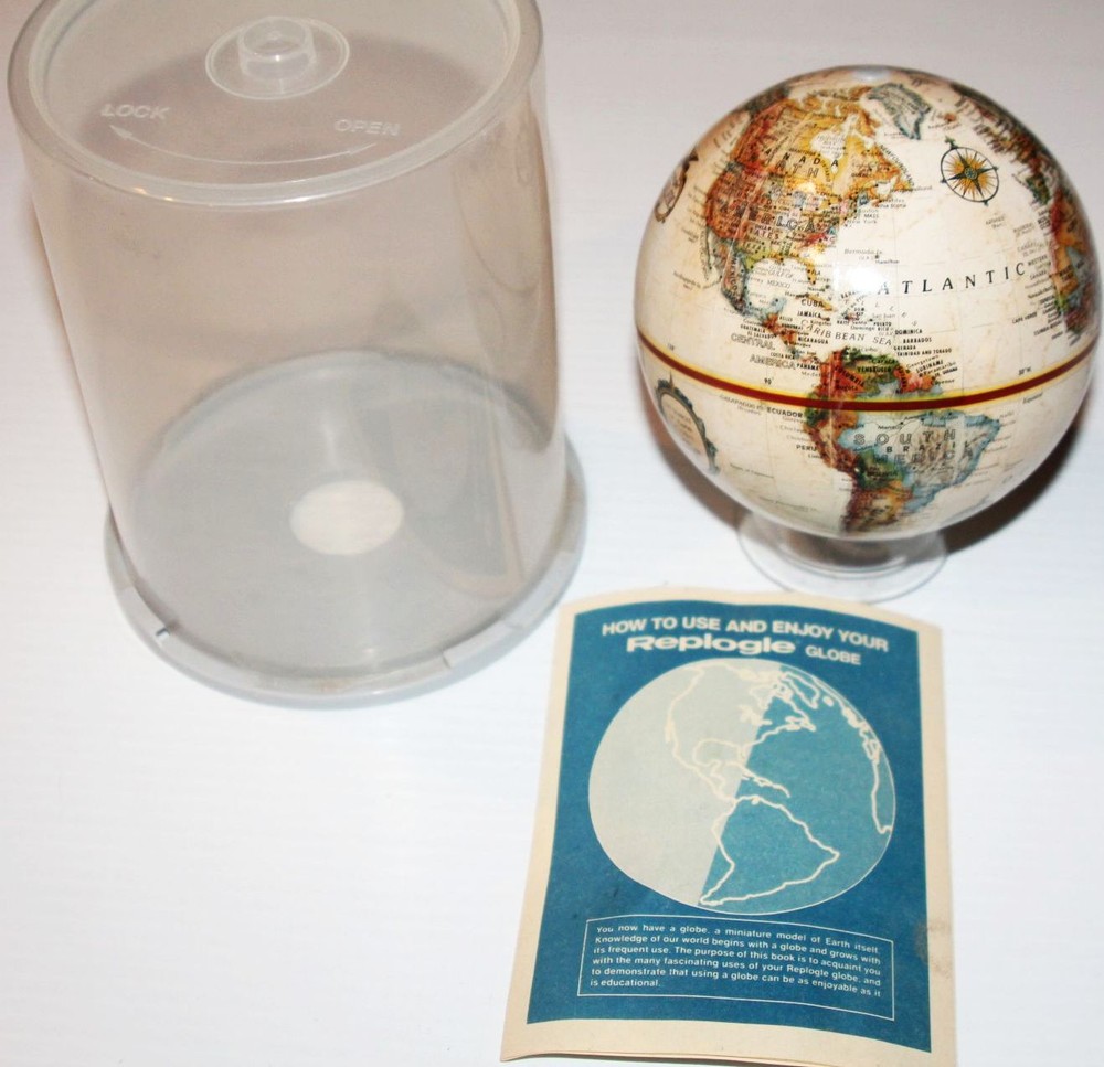 Replogle Globe World Escort Map 5" Magnifier Stand Original Case Manual