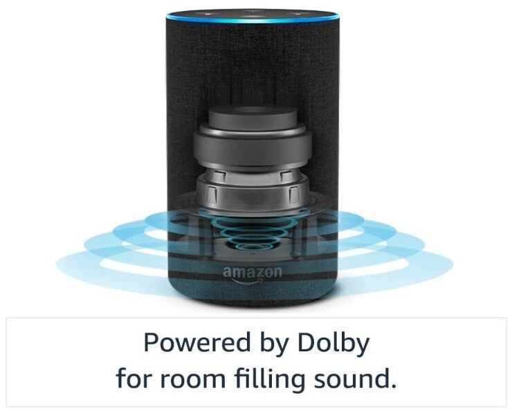 Amazon Echo 2nd Gen Smart Speaker Alexa n Dolby processing Heather Gray Fabric