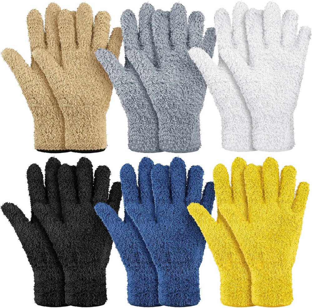 6 Pairs Microfiber Dusting Gloves, Dusting Cleaning Gloves Microfiber Gloves for