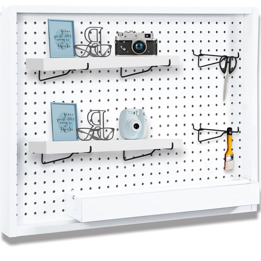 8 Pcs Black Pegboard Shelf Brackets, Hooks, Fits 1/4 Pegboard, Organizer