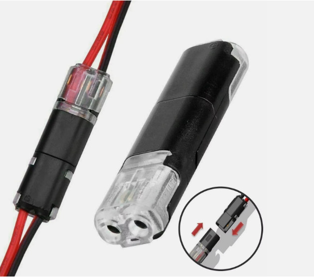 50pc 2-Way Quick Wire Connectors Waterproof Locking Buckle 18-22AWG Solderless