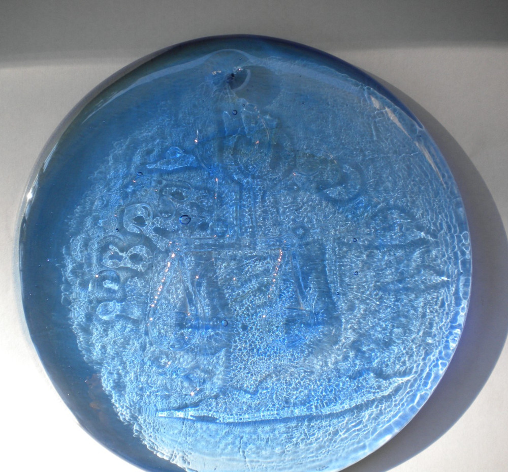 Blenko Glass Suncatcher - Libra - Denim Blue
