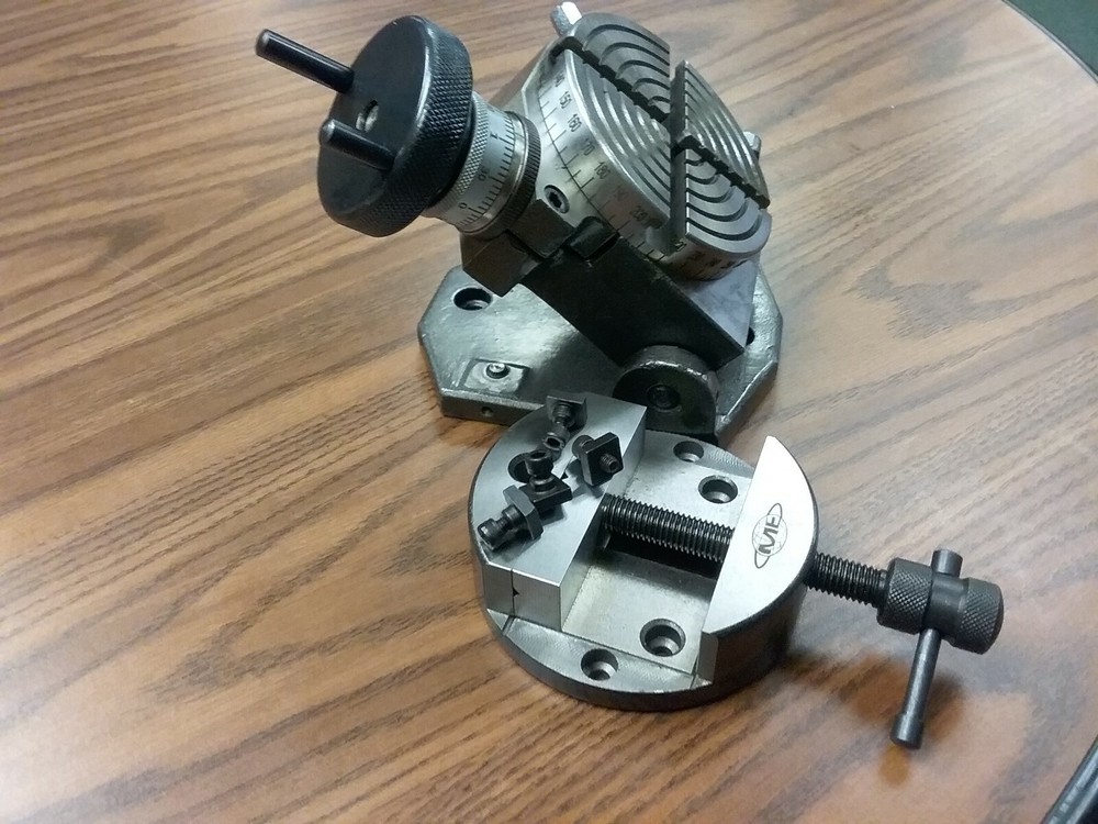 4" TILTING ROTARY TABLE w. Clamping kit & 4" round vise Part#TTSK-100VS NEW