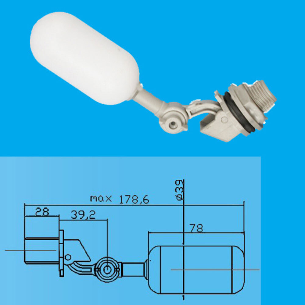 8PC Water Float Valve with Adjustable Arm Plastic Water Filter Float 1/2 Inch.