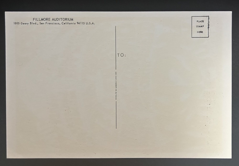 1966-FILLMORE-BG-3 POSTCARD-2ND PRINT-JEFFERSON AIRPLANE/PAUL BUTTERFIELD-WILSON