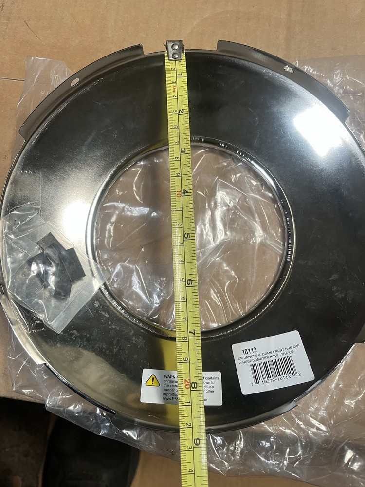 Universal Chrome Steel Front Hub Cap w/ Hubometer Hole