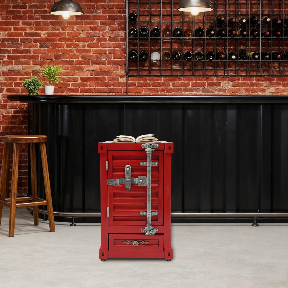 Industrial Metal Container Side Table Side Table with Drawer Container Cabinet