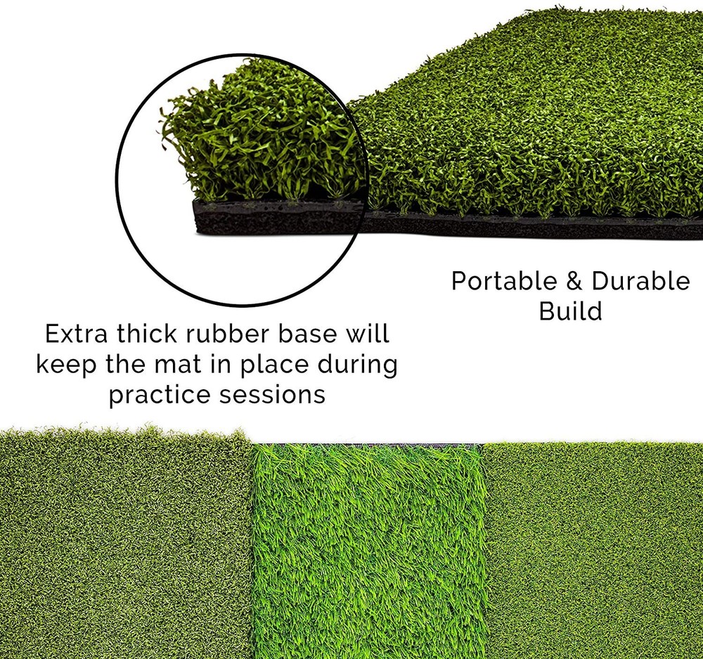 Morvat Portable Tri-Turf Putting and Hitting Mat Set