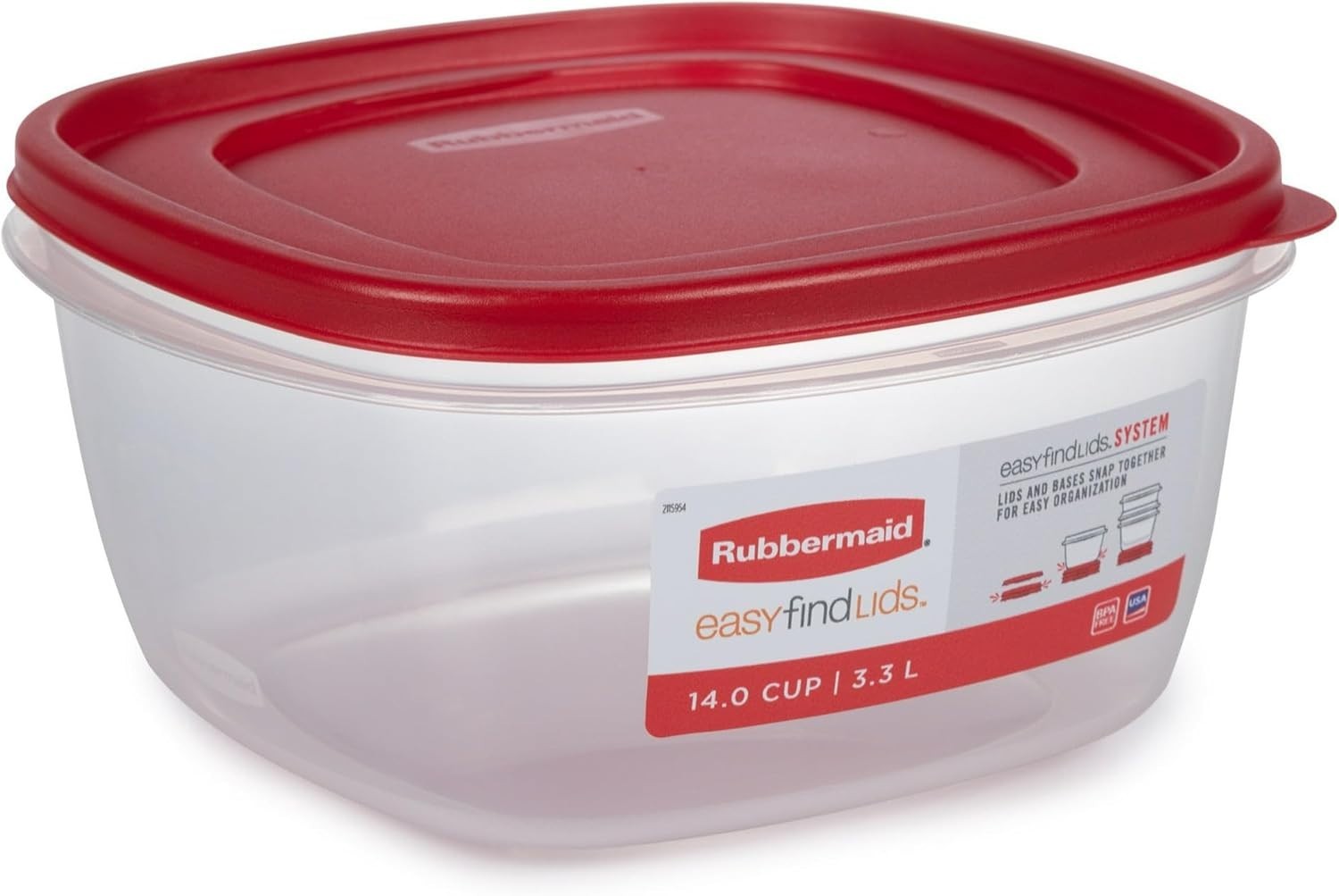 LOT OF 2, 14 Cup Rubbermaid Easy Find Lids Food Storage Container Red, BRAND NEW