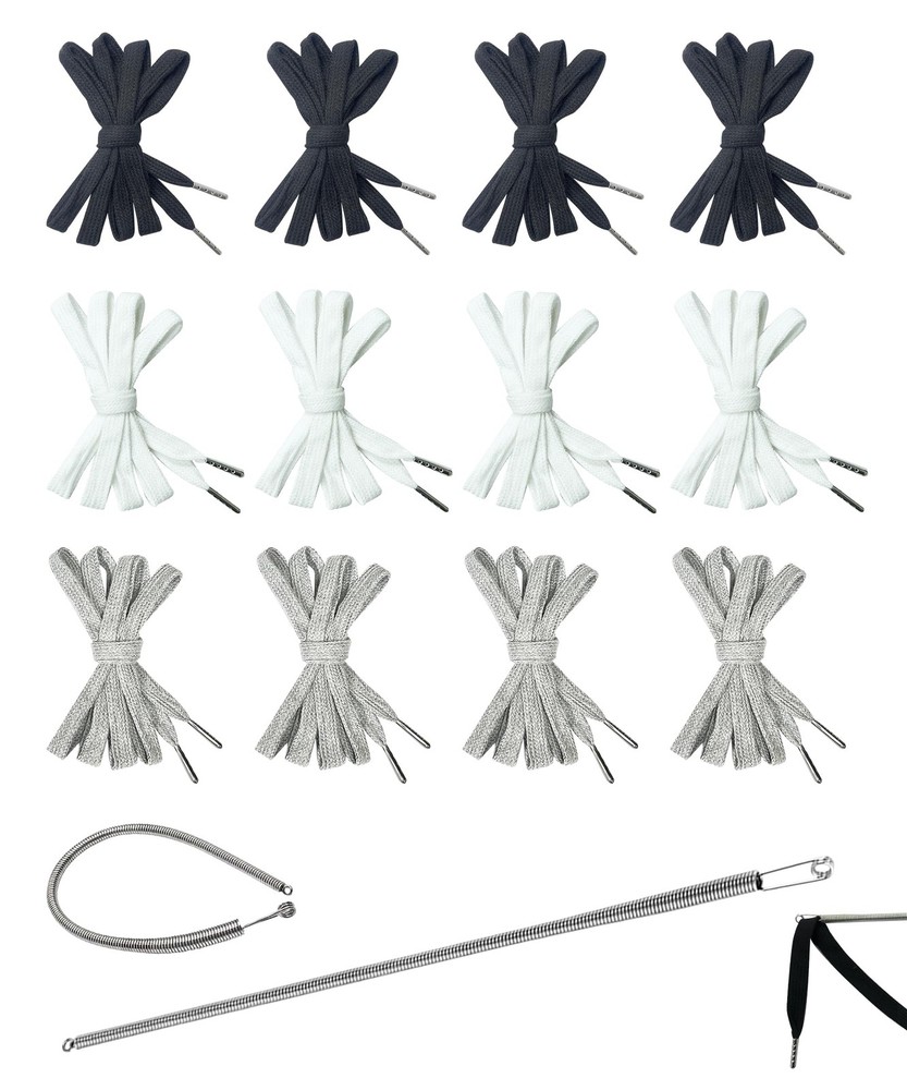 3/8" x 55" Flat Drawstring Cord with Easy Threader Black/White/Gray