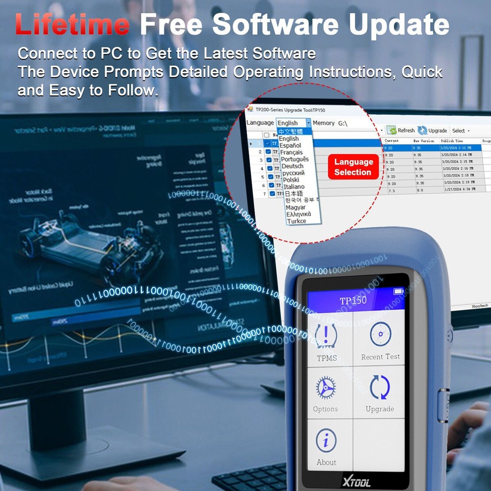 XTOOL TP150 TPMS Programming Tire Pressure Sensor Relearn Reset Activate Tool