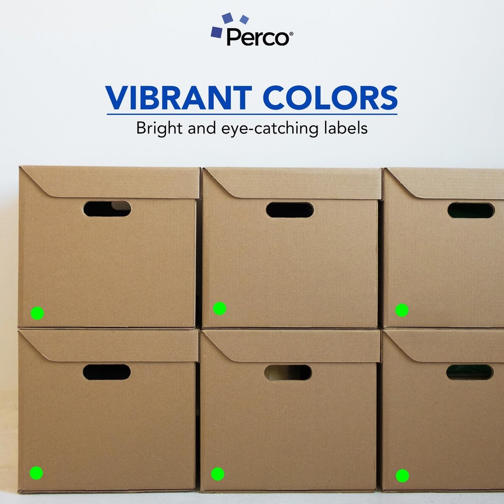 Perco Fluorescent Green 1-Inch Round Circle Dot 1 Roll,