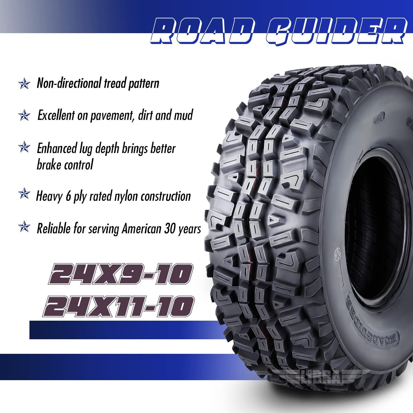 Full Set ATV Tires 24x9-10 & 24x11-10 for 05-16 Kawasaki Mule 610 4x4