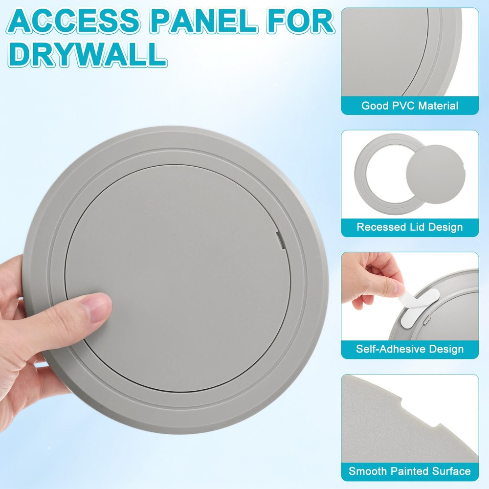 2-Pack Access Panel for Drywall, 5x5 Inch Round Plastic Removable [Gray]