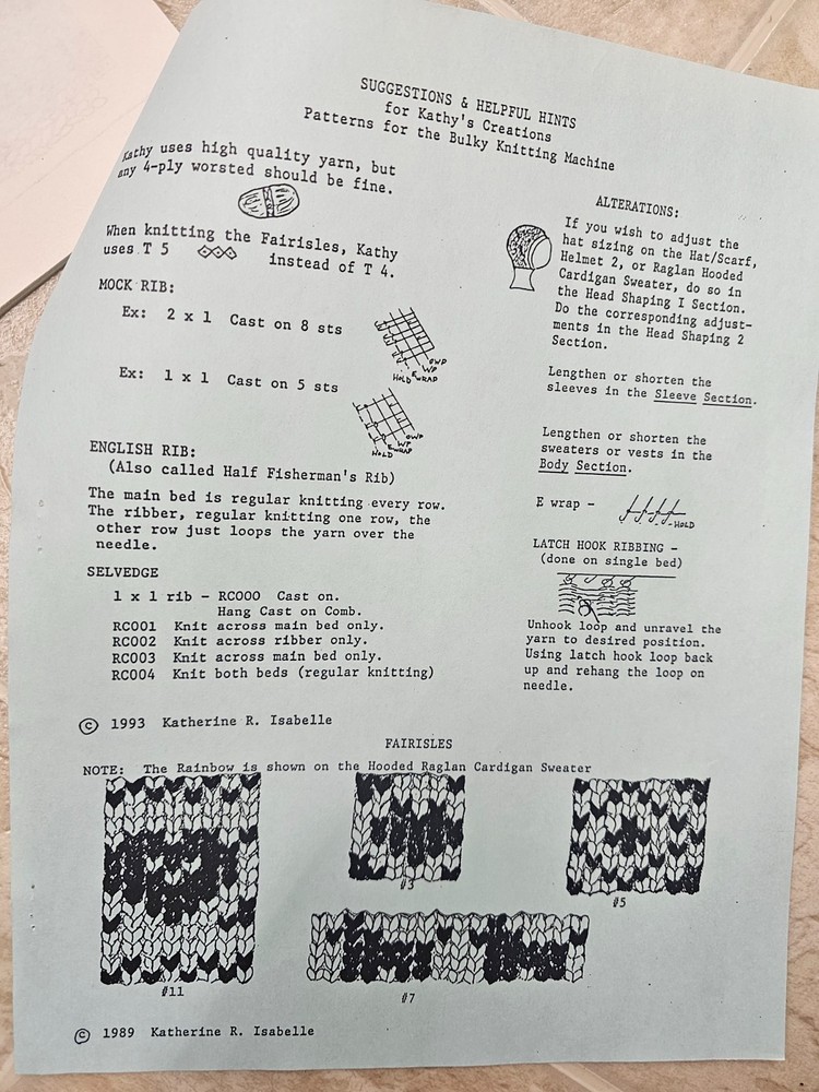 Classic Sleeve Pullover Machine Knitting Patterns for BULKY machines