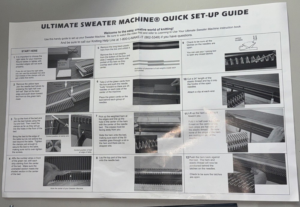 Ultimate Sweater Machine& Row Counter& Extension Kit Instructions GUC