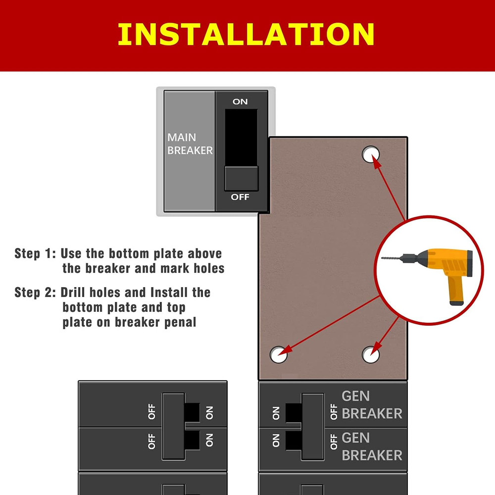 Generator Interlock Kit for Square D 150/200 Amp Breakers, 3.25-4 Inch Spacing