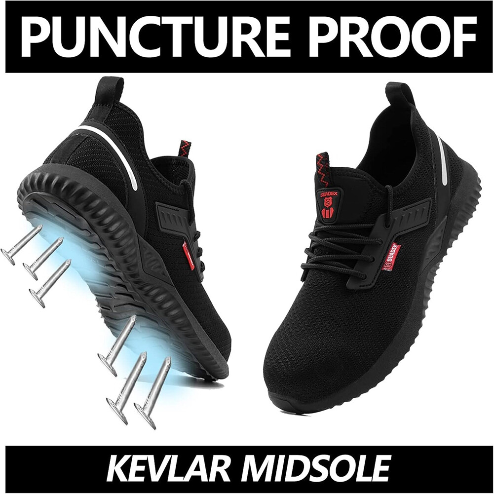 SUADEX Men's Women's Steel Toe Shoes Safety Work Shoes Puncture Proof Sneakers