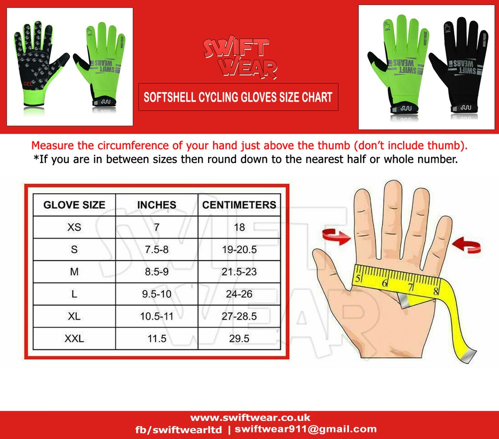 Cycling Gloves Windproof Padded Gel Touchscreen Full Finger Bike Sofshell Mitten