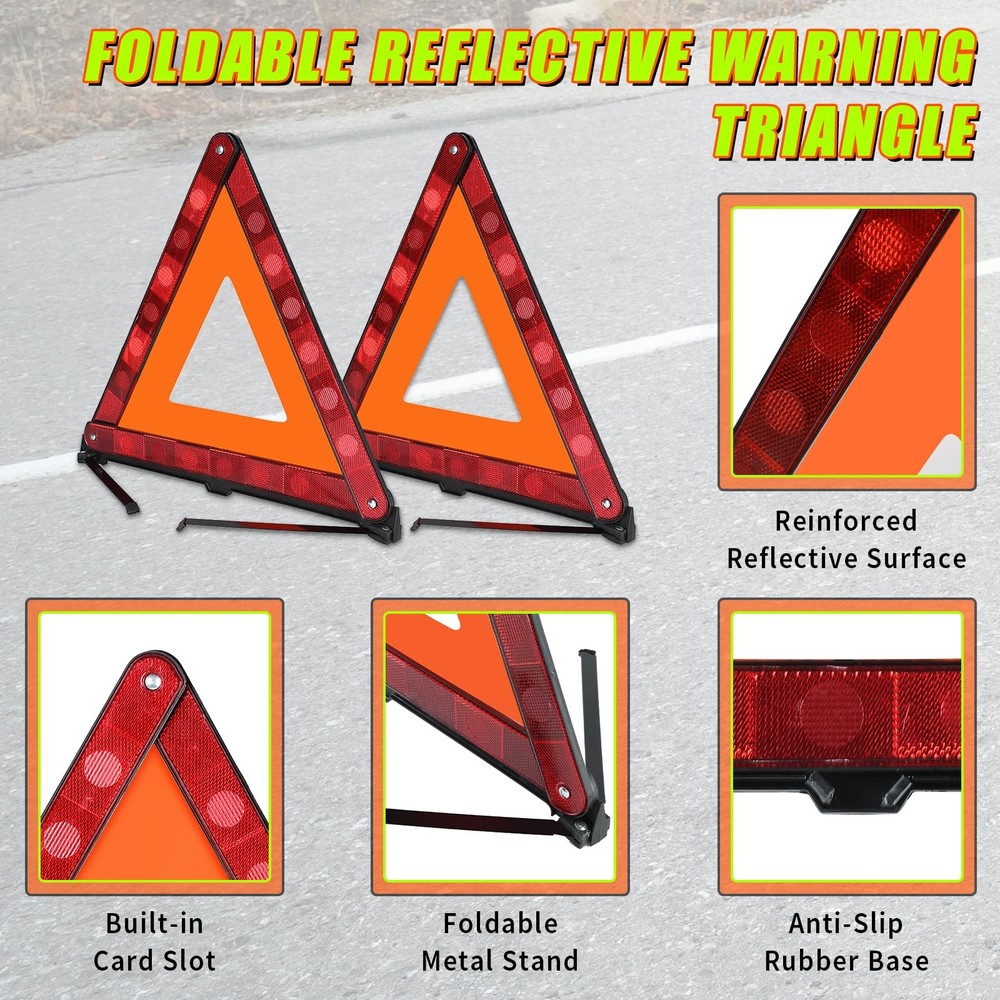 FLKQC Warning Triangles Safety Triangle Emergency Kit Foldable Reflective...