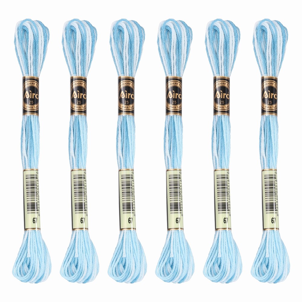 6 Skeins Embroidery Floss, Polyester Embroidery Threads Light Blue