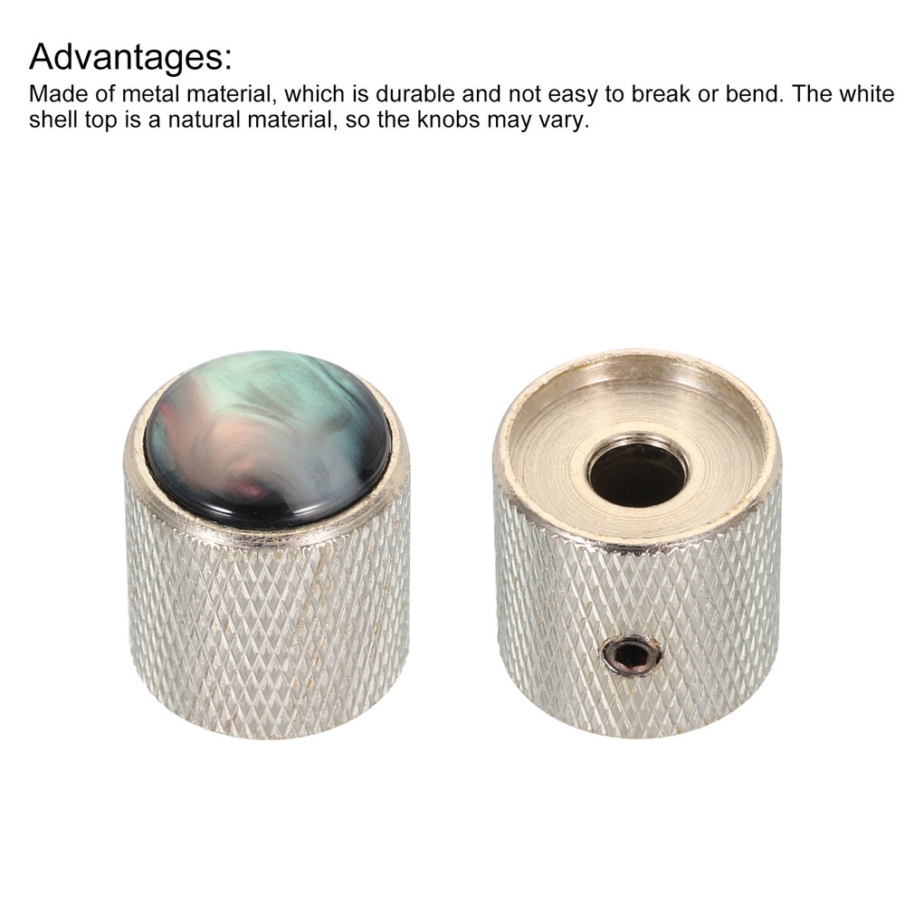 3Pcs 6mm Silver Metal Dome Knobs Black Shell Top