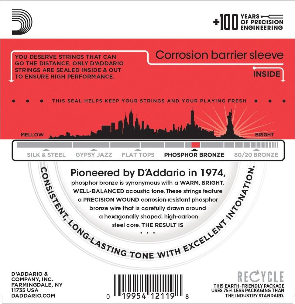 D'Addario Guitar Strings 12 String 12-52 Phosphor Bronze 1 Set