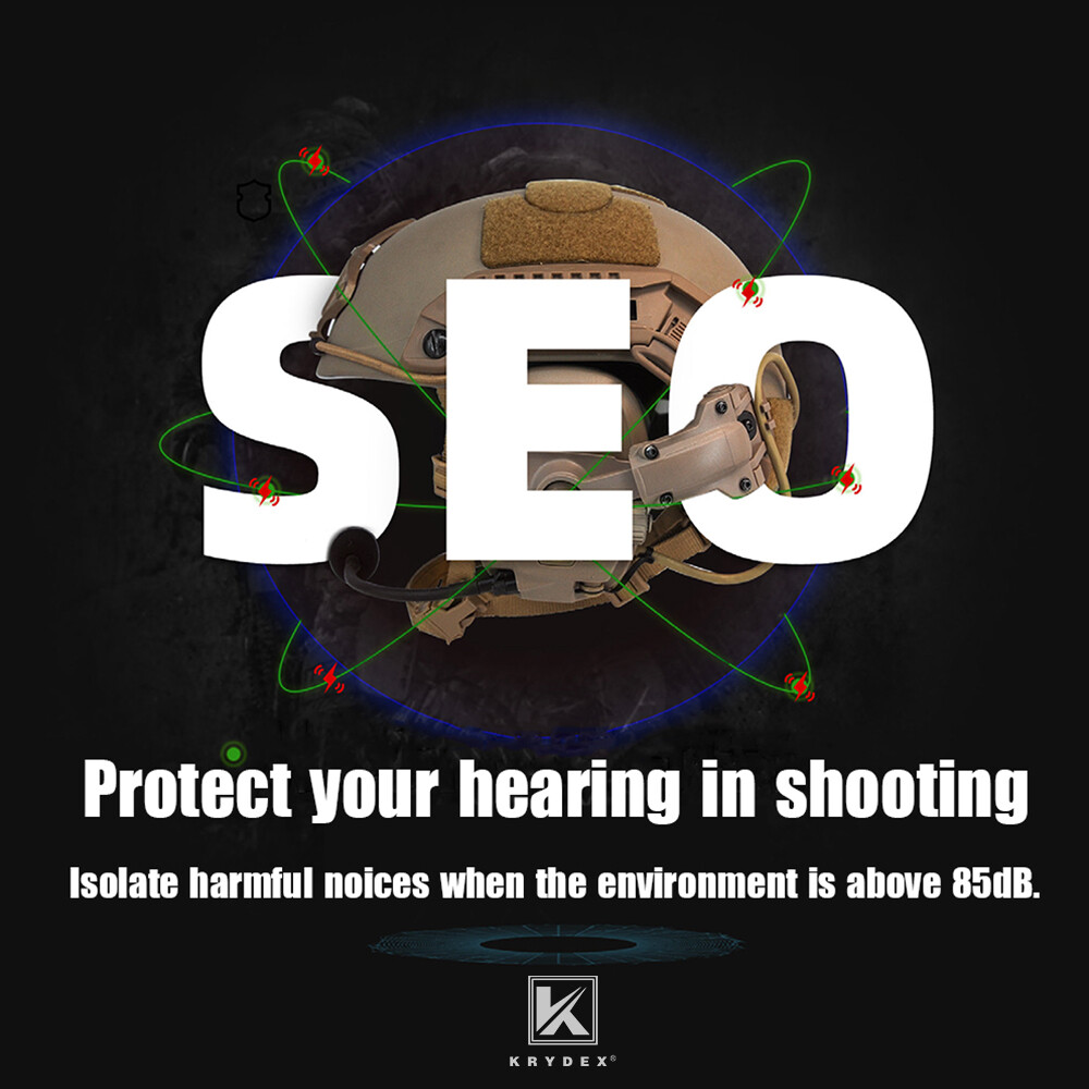 KRYDEX FCS AMP Tactical Headset Pickup Noise Reduction Earmuf fo Shooting Helmet