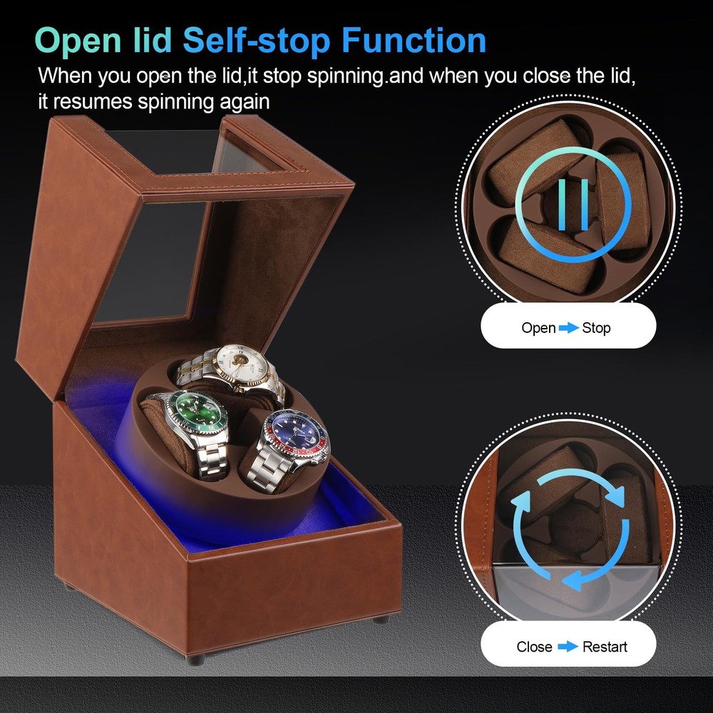 Keep Your Automatic Watch Running - 4 Mode Rotating Winder with LED