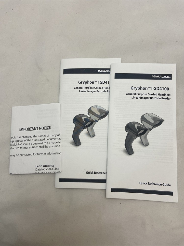 Datalogic Gryphon GD4130-WH USB Barcode Scanner Reader Gun Only