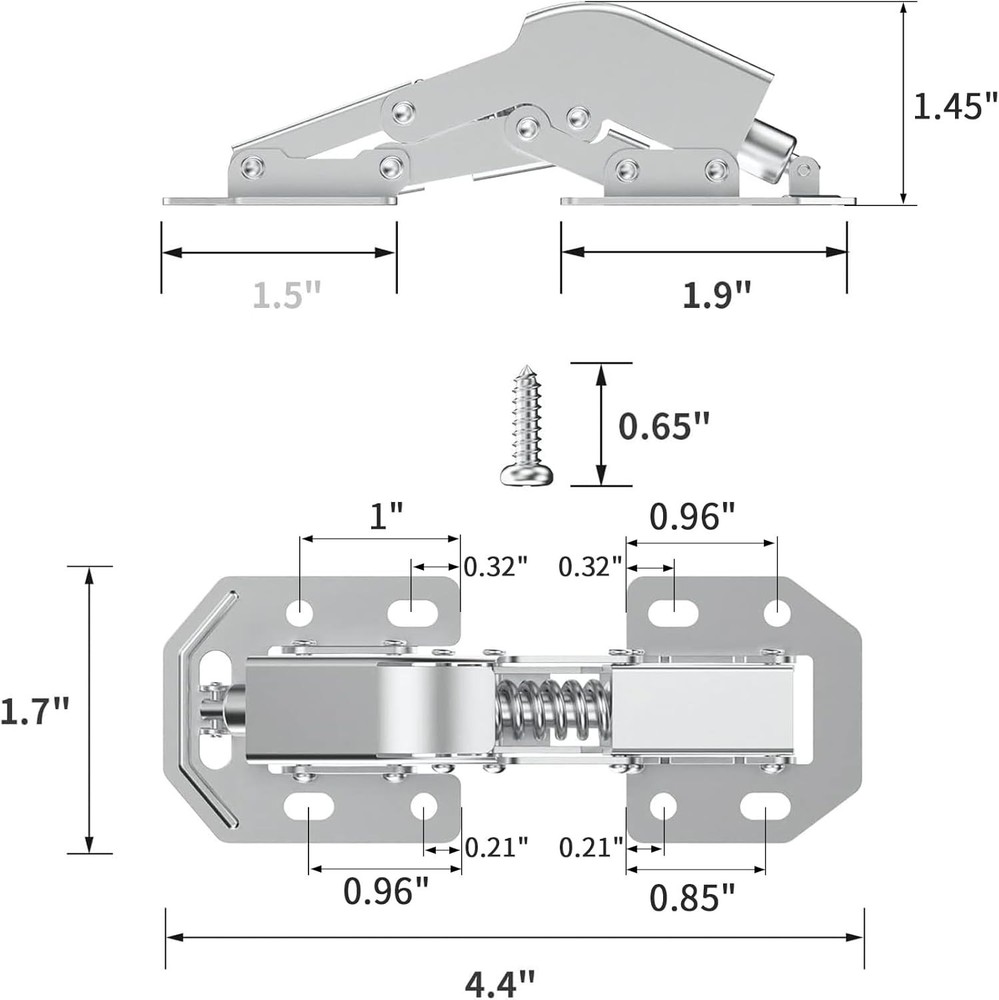 Satin Nickel Soft Close Spring Hinges - 20 Count, Quick Install, Durable Design