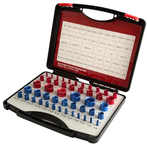 48PCS Nut and Bolt Thread Checker, 25 SAE & 23 Metric Box Kit Thread 48pcs