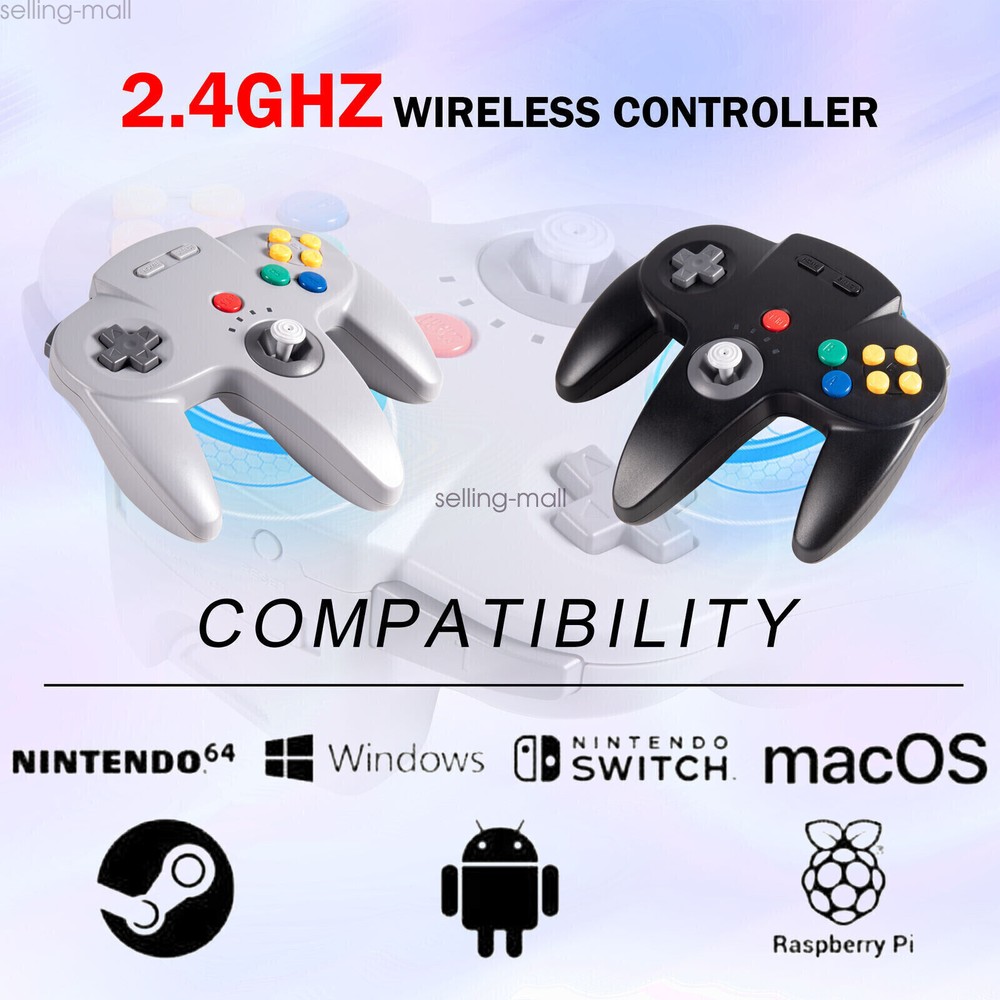 Wireless /Wired N64 Controlle Controller with Rumble Pak for N64 System Console