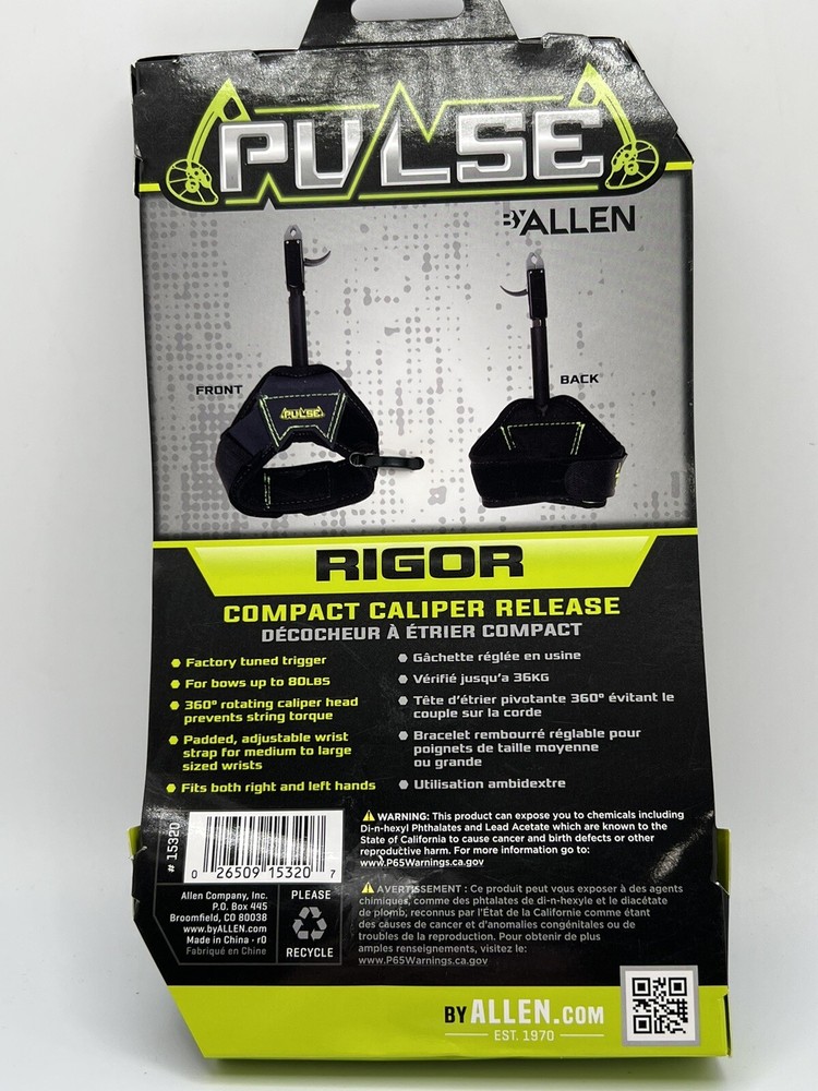 Allen Compact Bow Release Pulse Rigor Adjustable Rotating Head Hunting Accessory