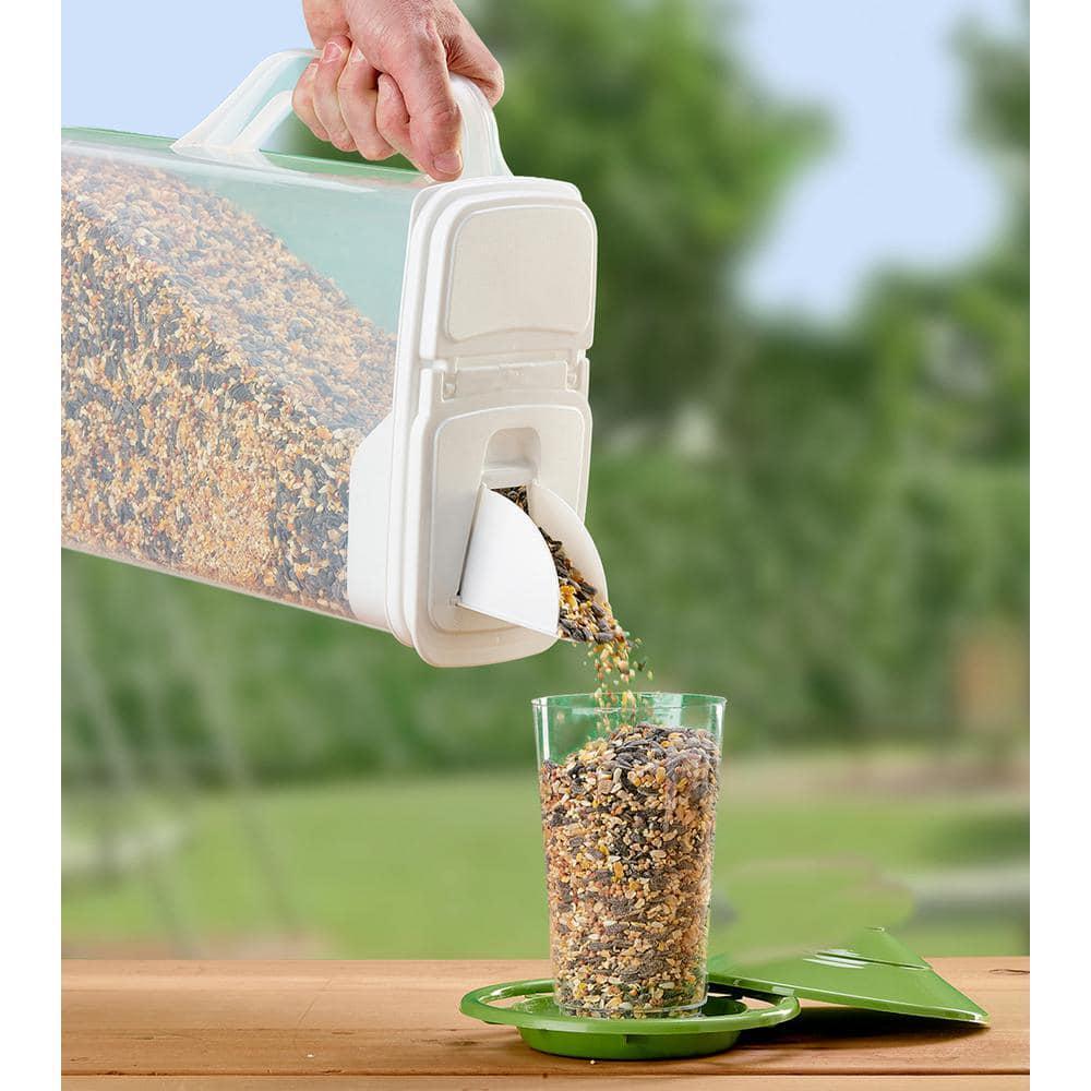 8 Qt Pet Food Bird Seed Storage Container and Dispenser with Spout Plastic Clear