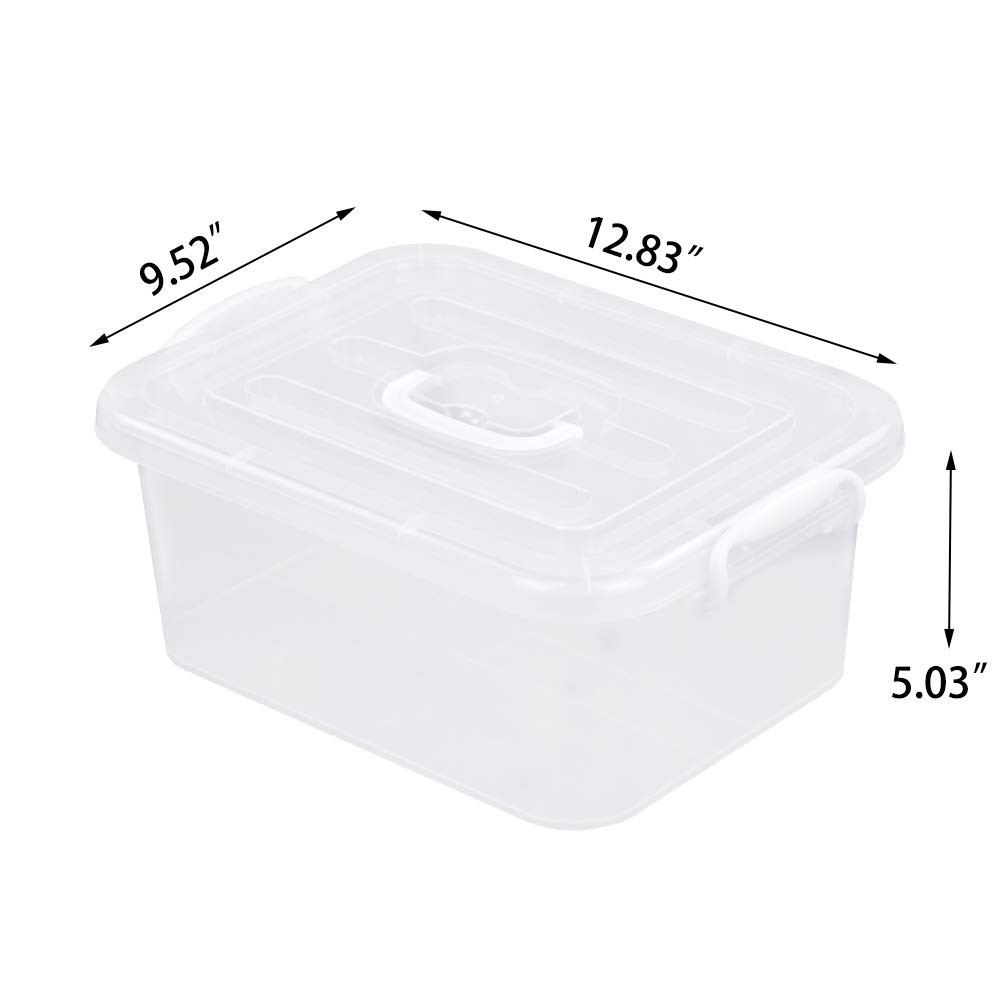 8 Quart Clear Plastic Storage Boxes with Lids and Handles, 2 Packs