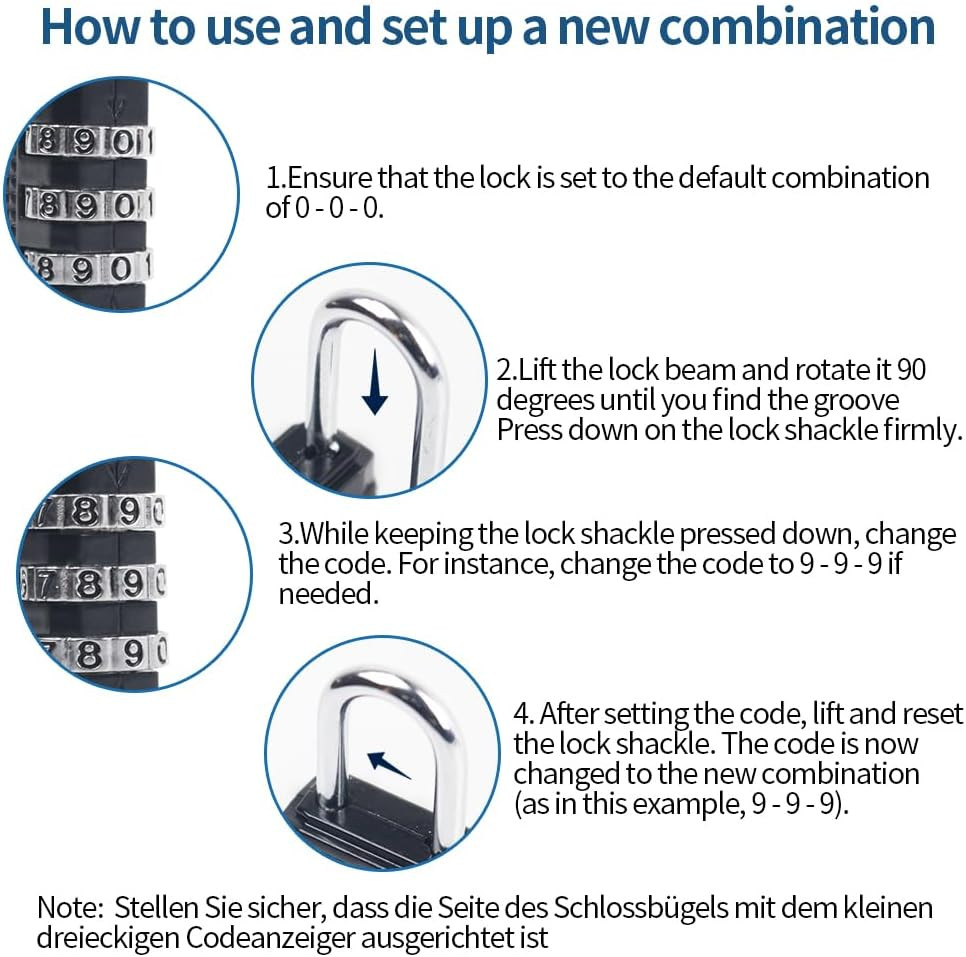 -071 3 Digit Small Combination Lock Tiny Padlock for Mini Locker, Travel Padock,