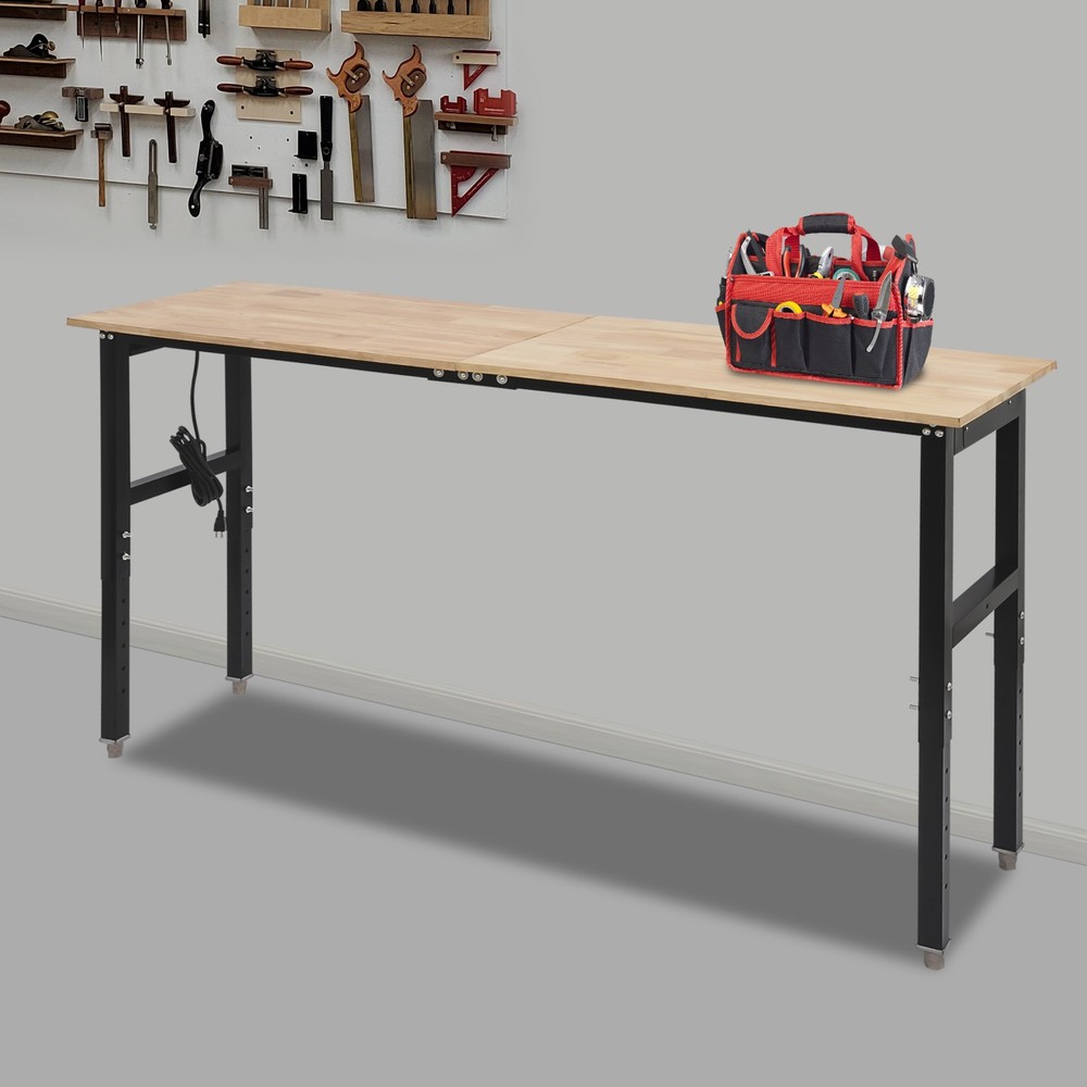 Modern Power Outlet Workbench, Height Adjustable, 2000 lbs Load, USB & Sockets