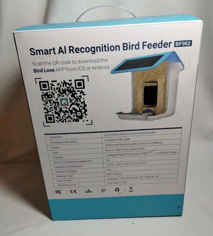 SHARPER IMAGE BIRD FEEDER SMART AI RECOGNITION BD002 REMOTE CONTROL CAMERA, NIB