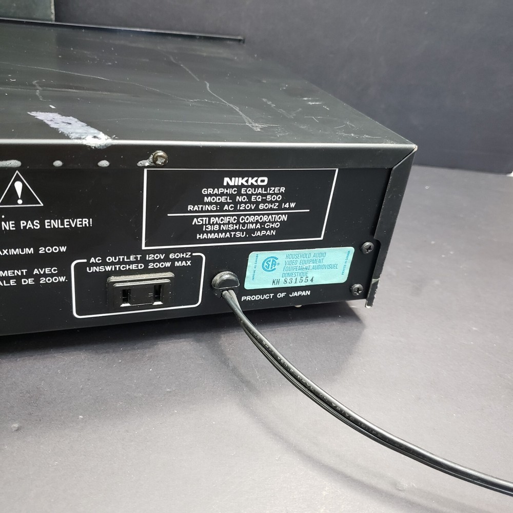 Nikko Black EQ-500 Stereo Graphic Equalizer - Tested and Working